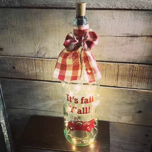 Handmade- ‘It’s Fall Y’all’ wine bottle lantern - Picture 5 of 14